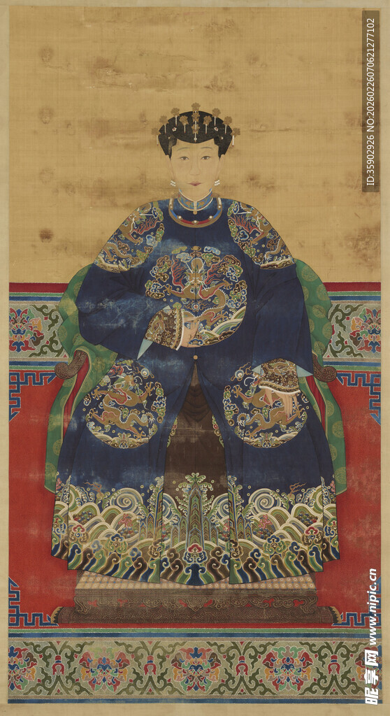 宫廷女子清代女子华丽服饰画像