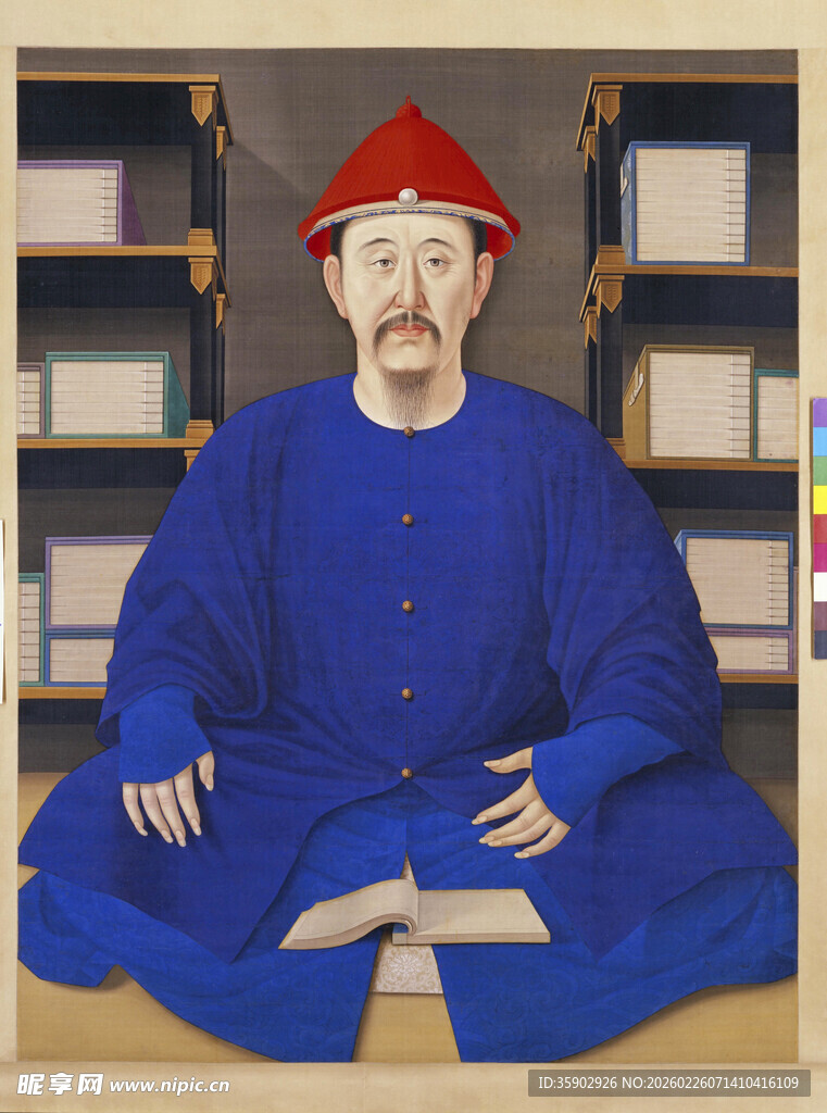 康熙帝读书像画像
