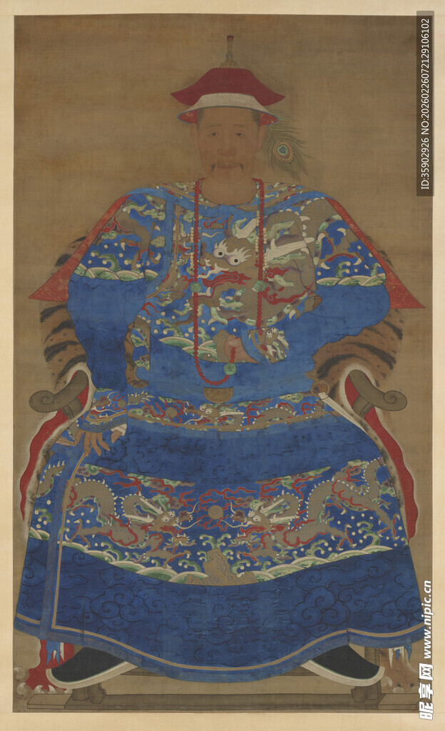 古代蓝色精美刺绣官服