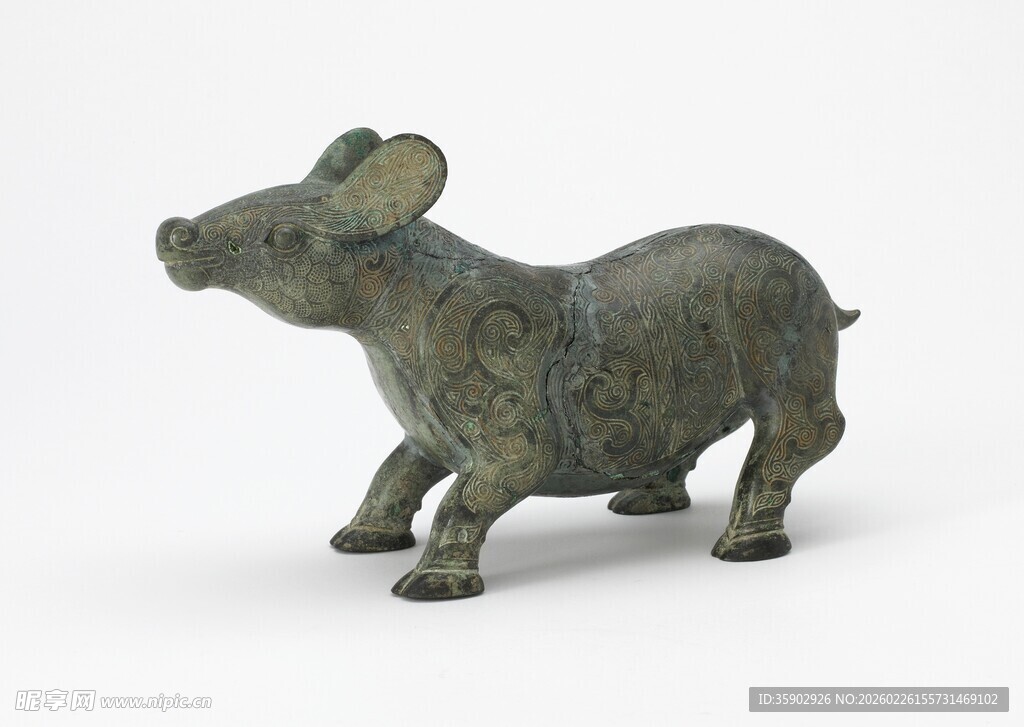 青铜小猪摆件
