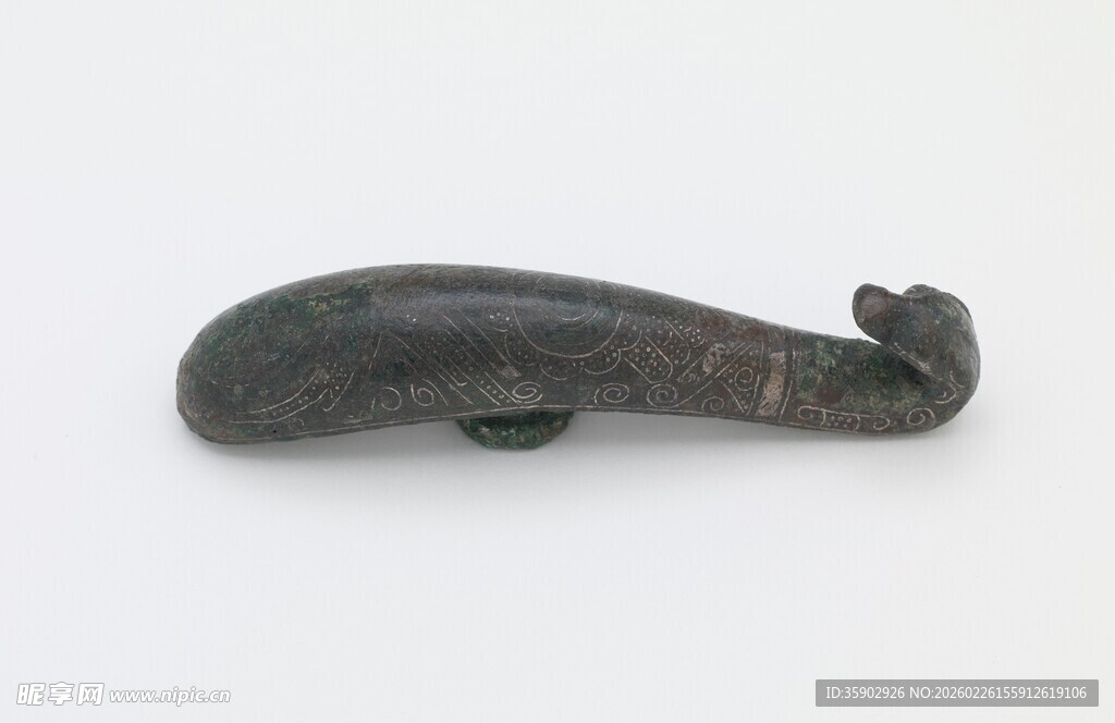 古铜色精美鱼形带钩