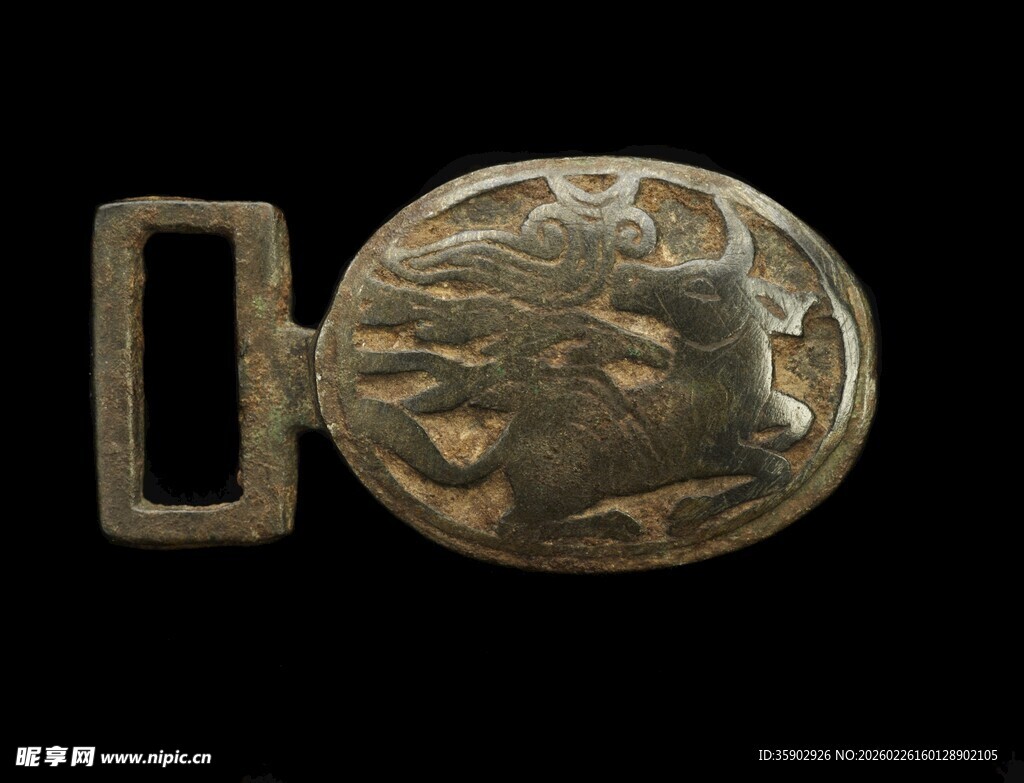 古铜人物图案皮带扣