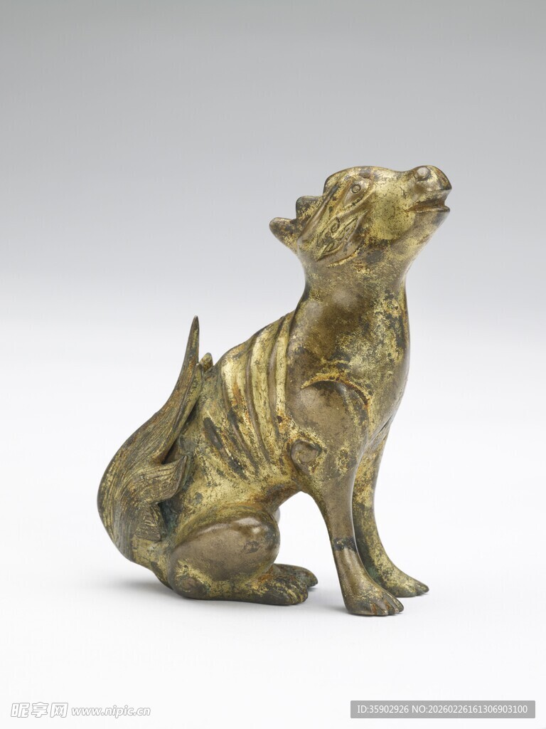 青铜坐立小狗摆件