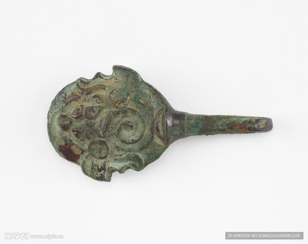 青铜兽面纹带柄器物