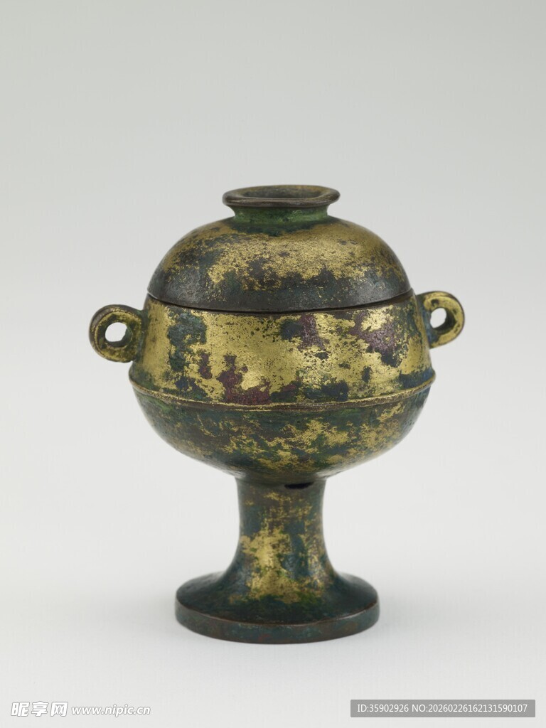 青铜双耳盖豆