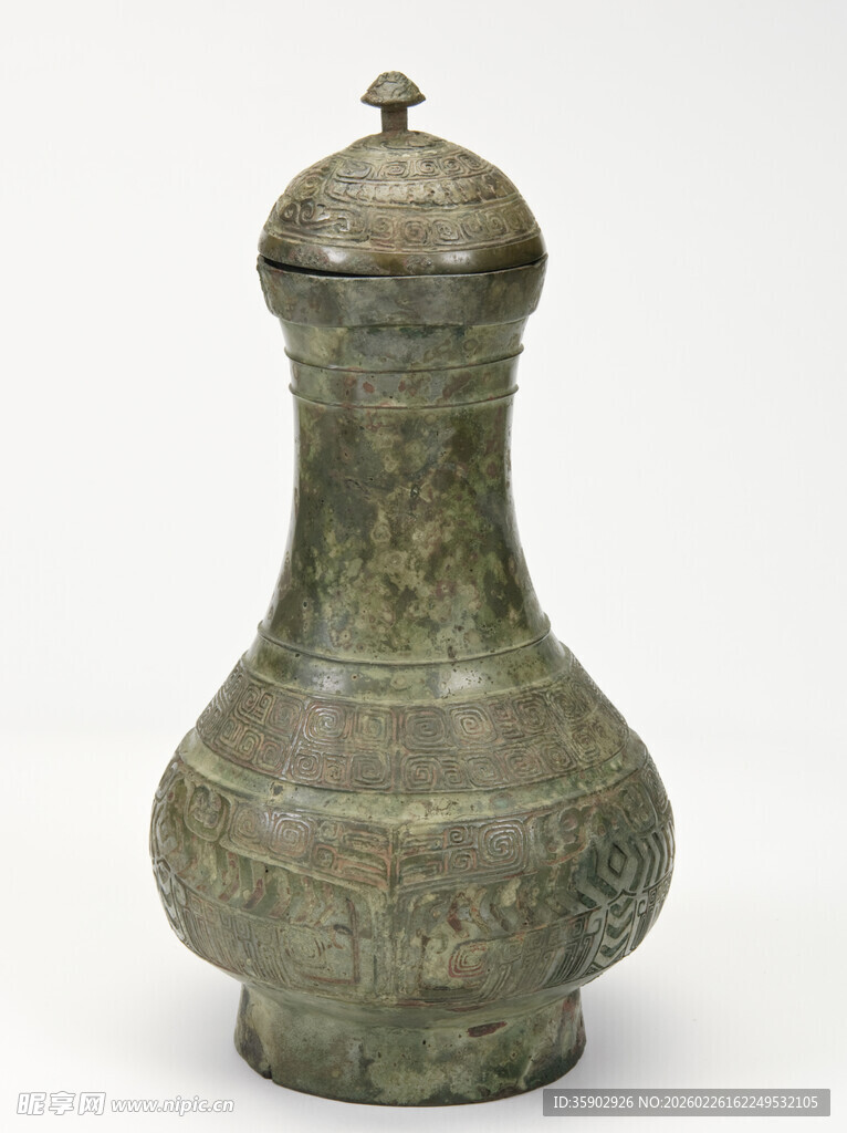 青铜带盖瓶
