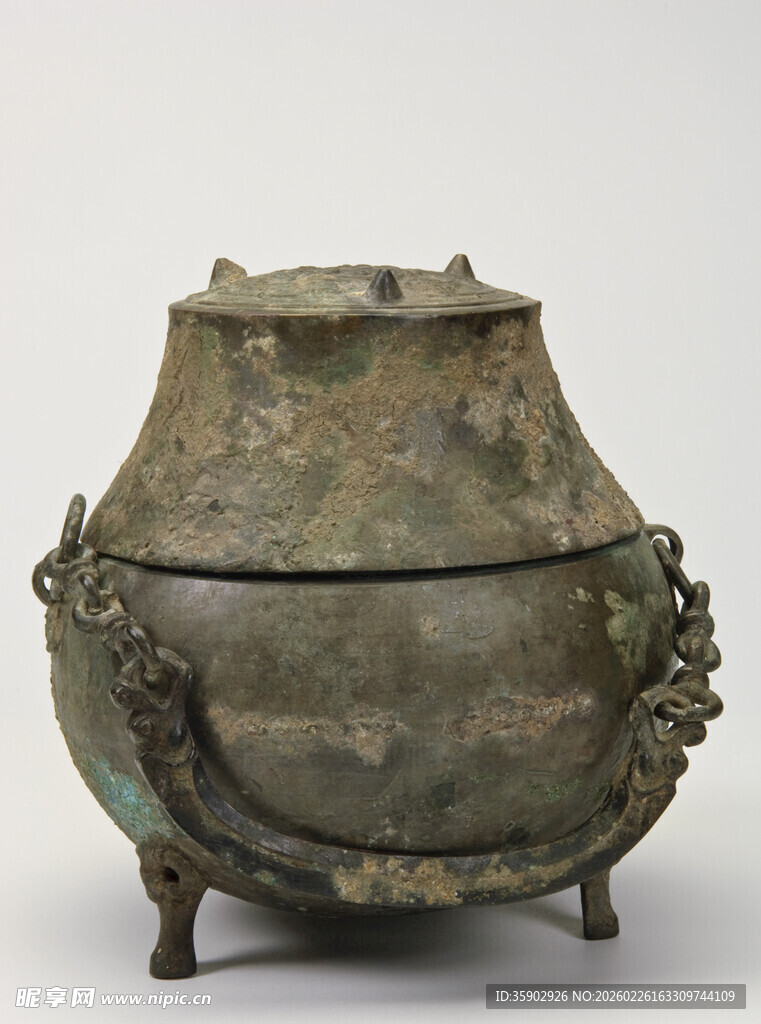 青铜三足带盖古香炉