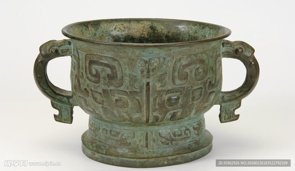 青铜双耳容器