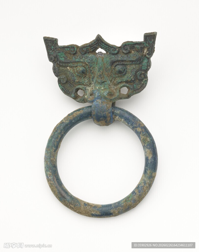 青铜兽面衔环铺首