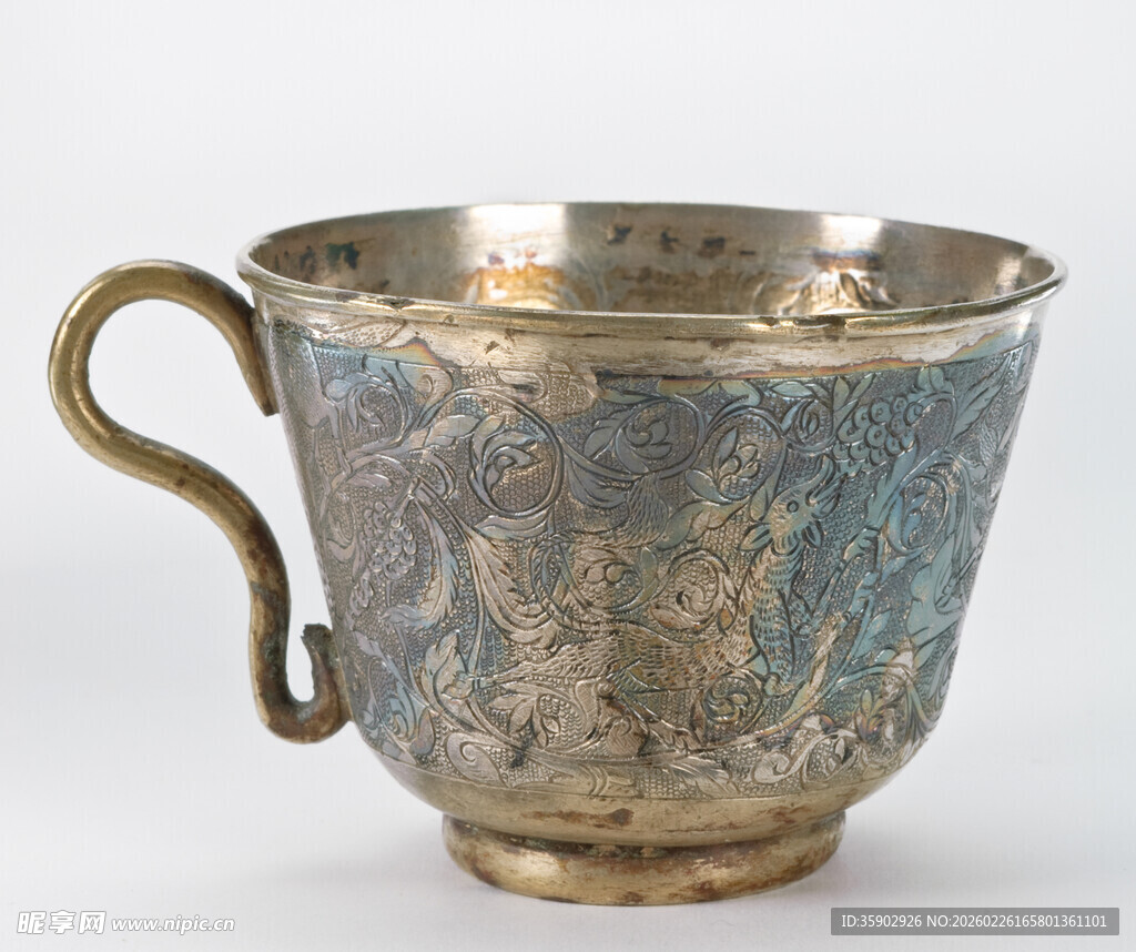 古旧银质单柄杯