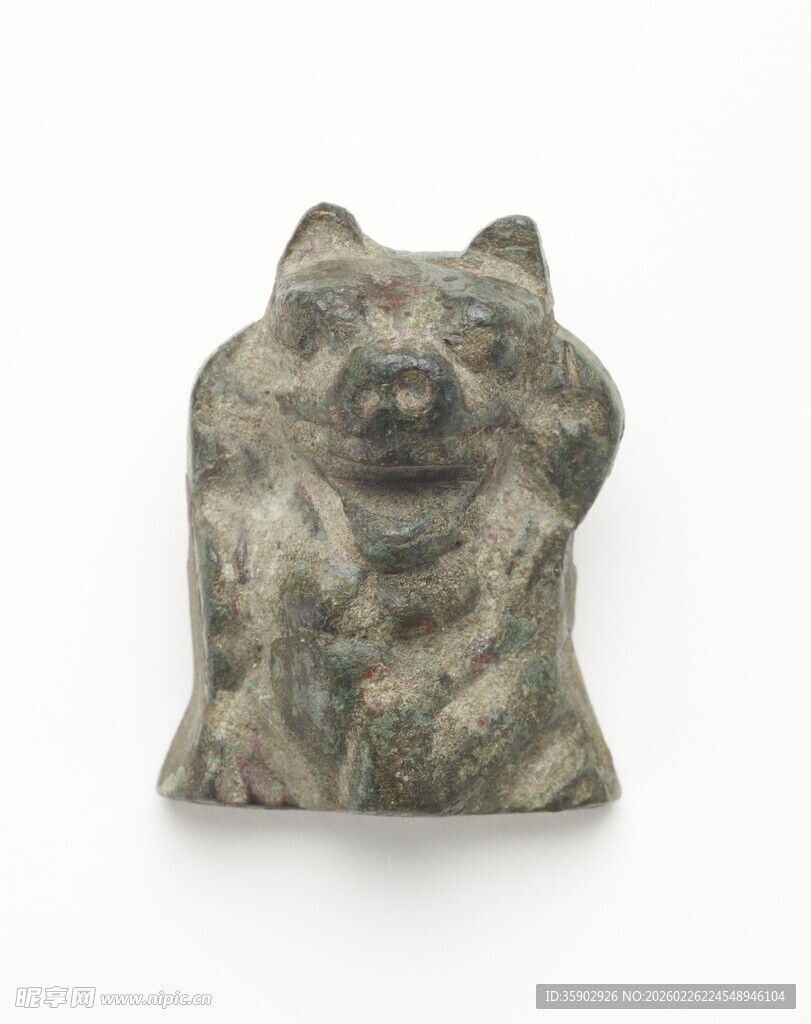 古朴猫形石雕摆件