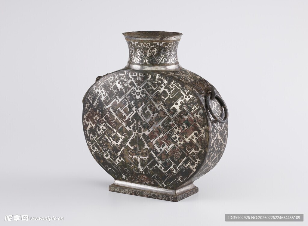 复古菱形纹方形陶瓷花瓶