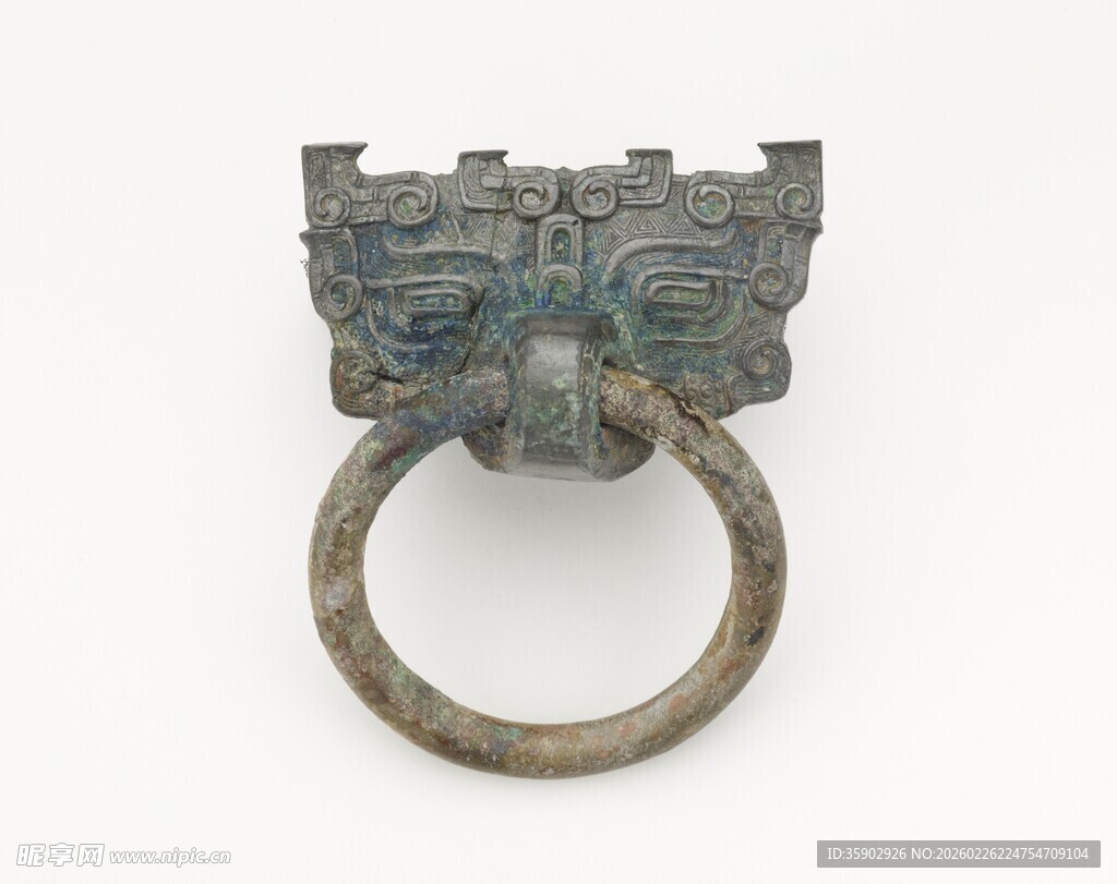 青铜兽面衔环铺首