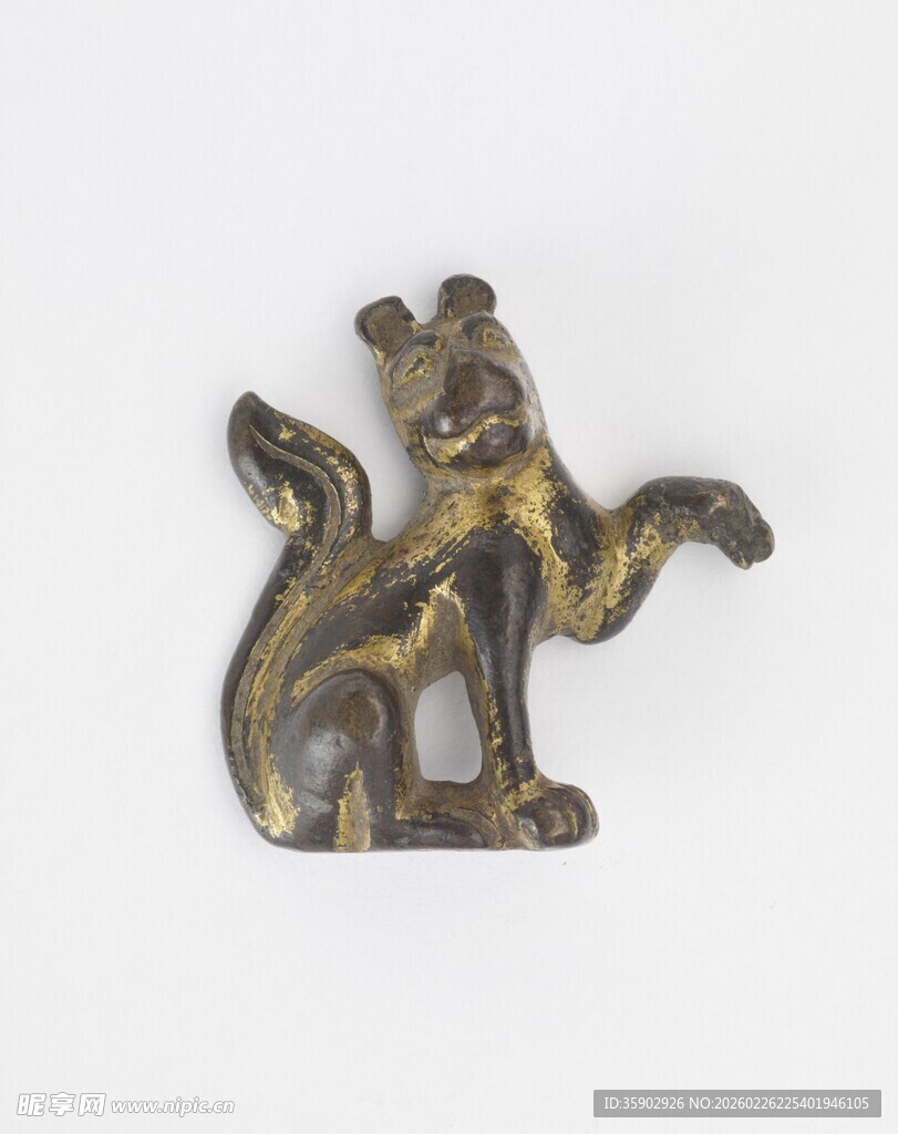 复古青铜双犬造型摆件