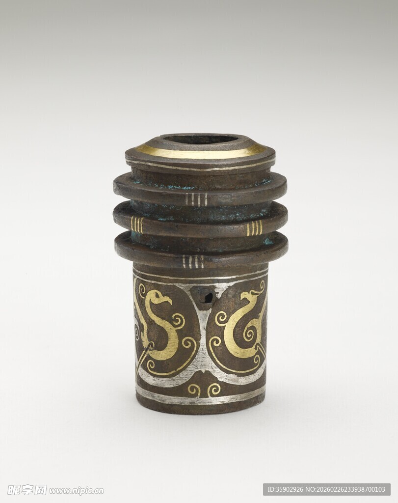 古雅多环带饰陶瓷筒形器