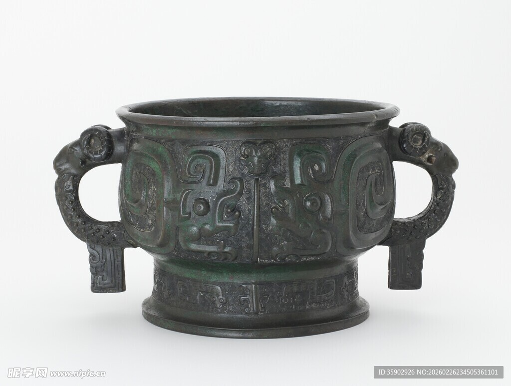 双柄青铜古器皿