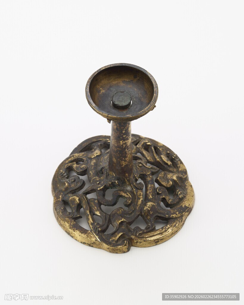 复古雕花黄铜烛台