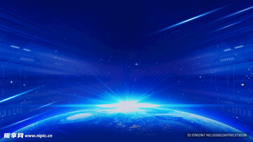 梦幻蓝色科技宇宙背景图