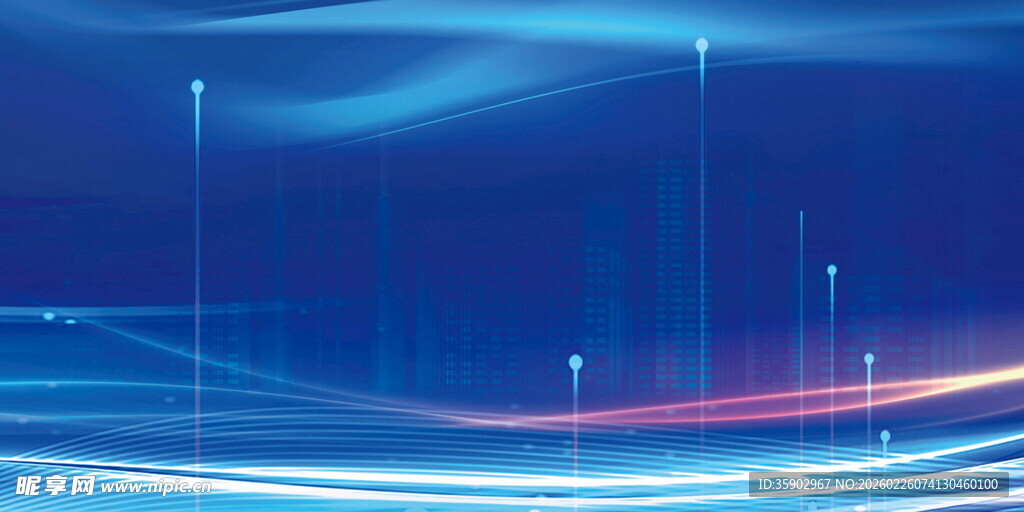 蓝色科技感流动线条背景