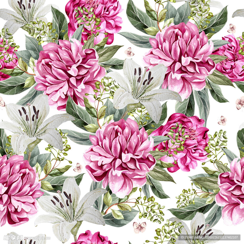 粉色花卉图案清新唯美无缝循环