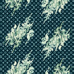 蓝底绿叶花纹图案设计