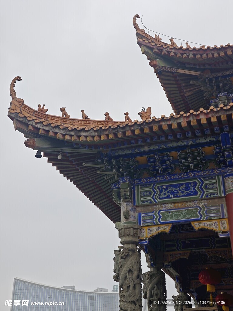 中式古建筑屋檐特写