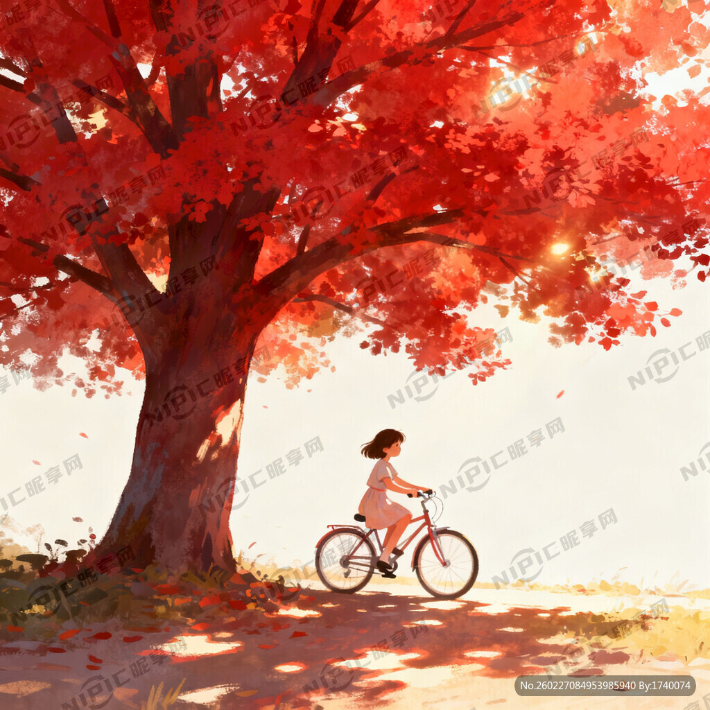 帮我画一幅插画 经过树下。