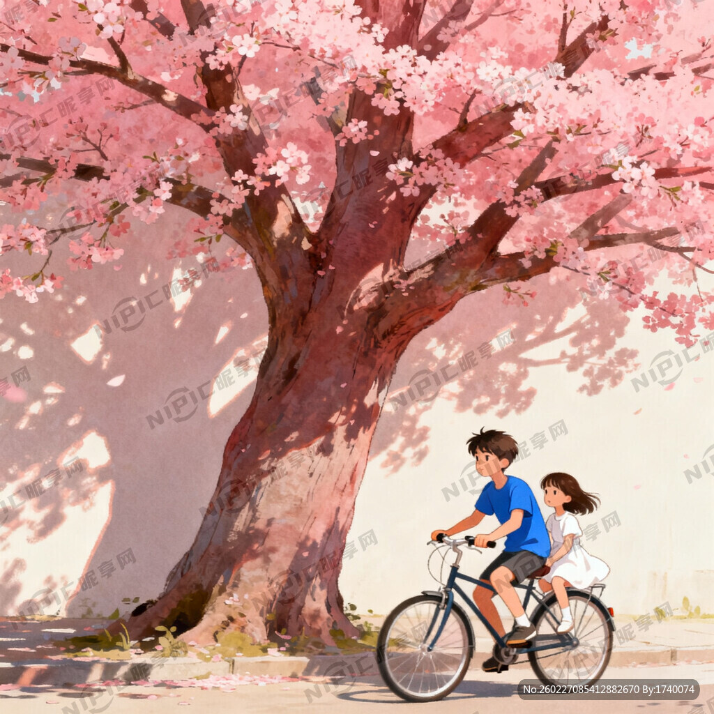 帮我画一幅插画 经过树下。