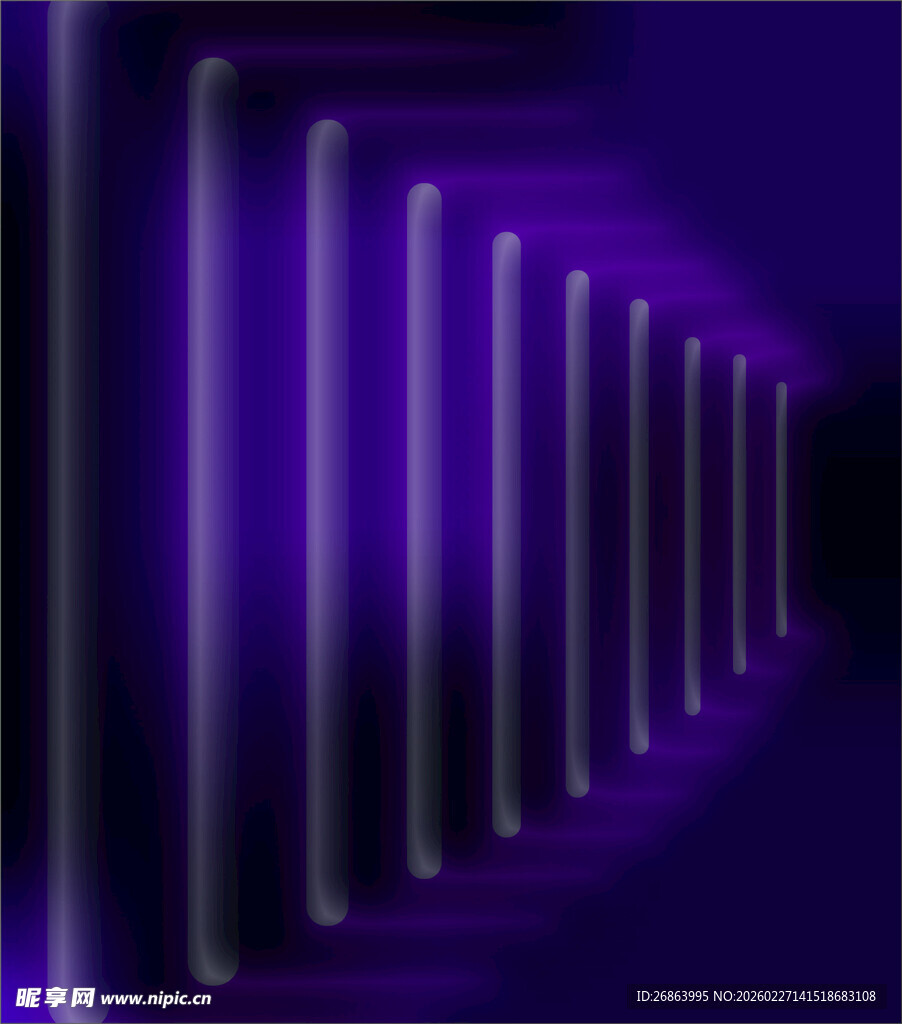 紫色霓虹柱科幻通道景象