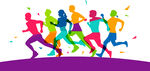 活力奔跑人群插画