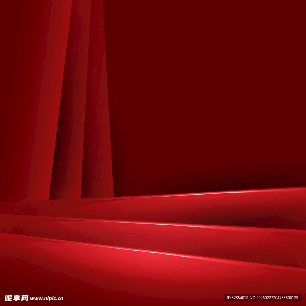 红色几何场景