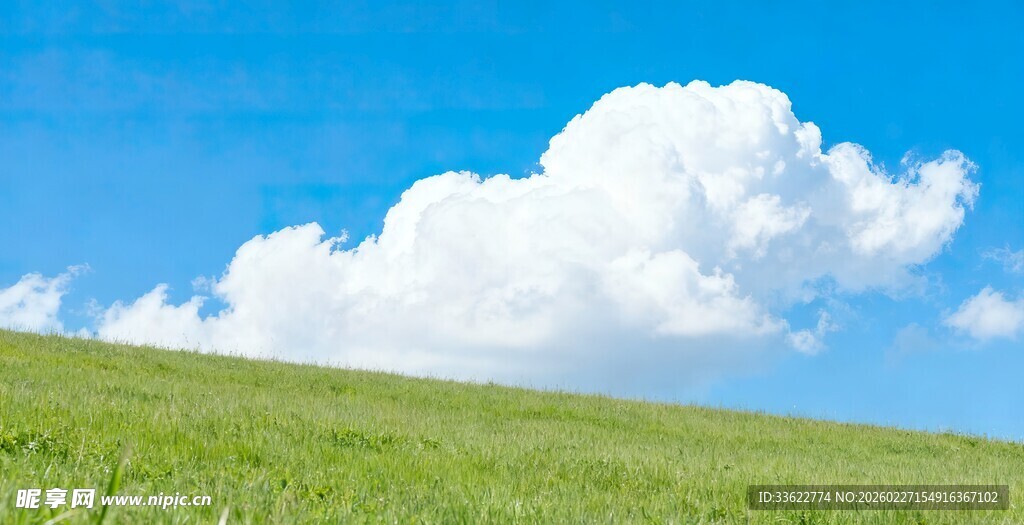 蓝天绿地间的白云美景