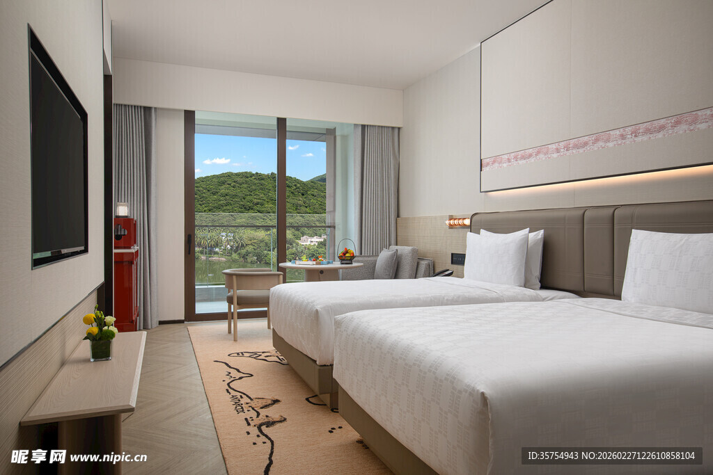 现代简约风格双床酒店客房