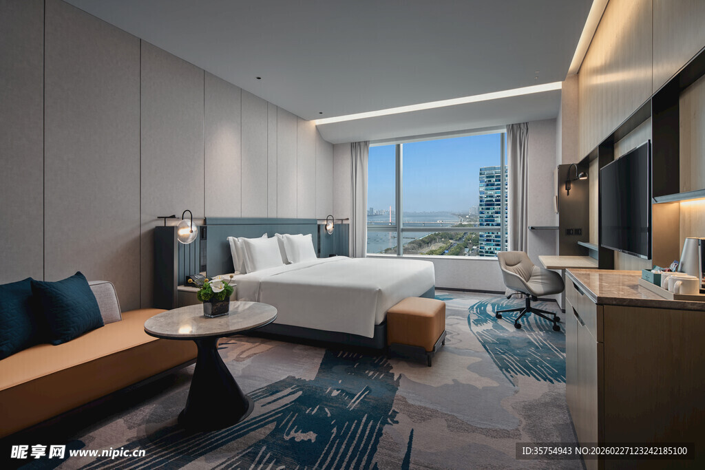 现代豪华酒店客房景观