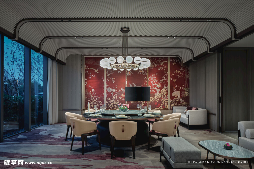 现代奢华餐厅室内装饰场景