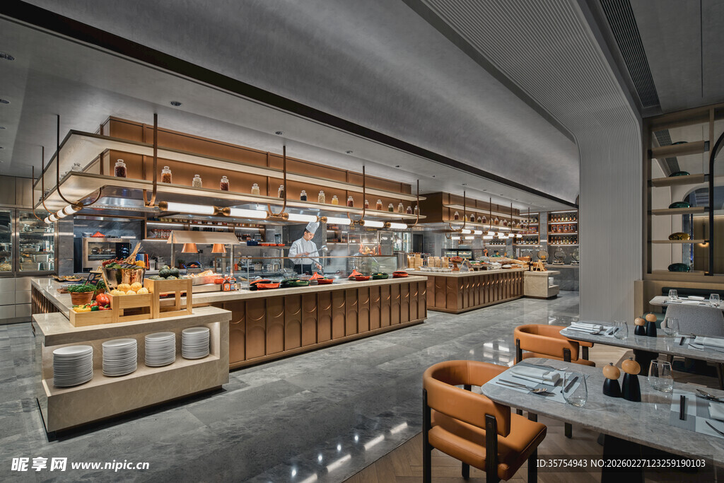 现代风开放式厨房餐厅空间