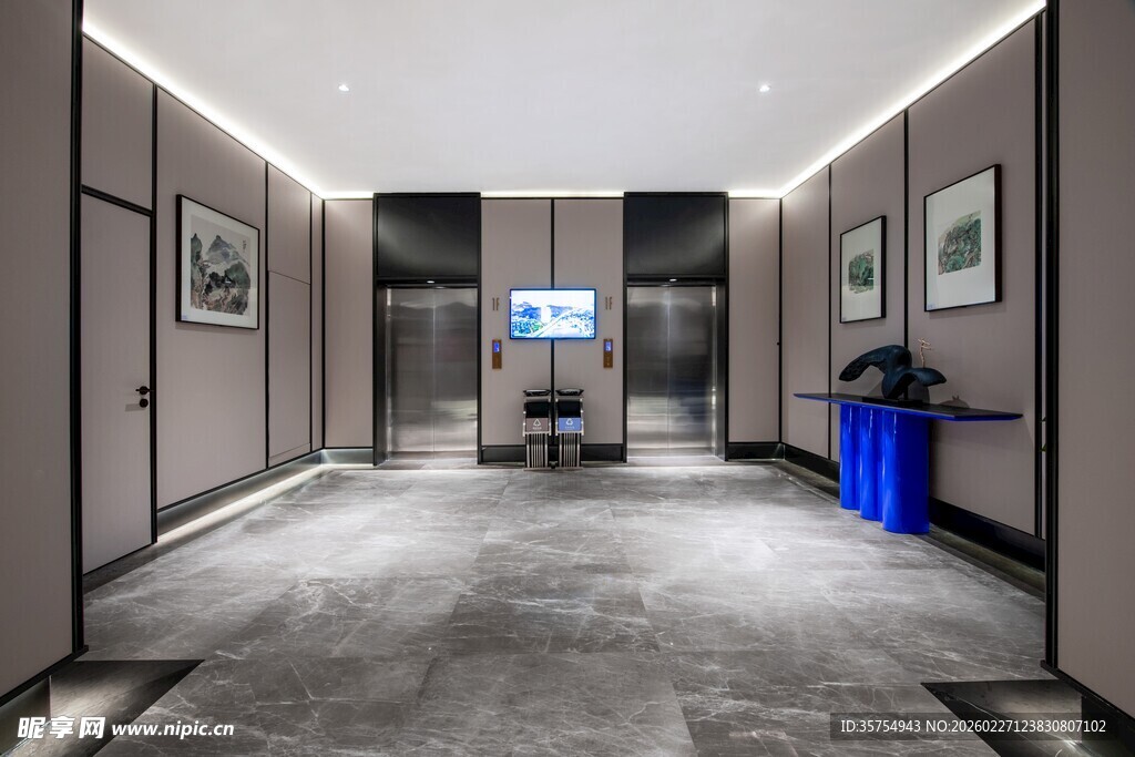 现代风格电梯厅室内场景