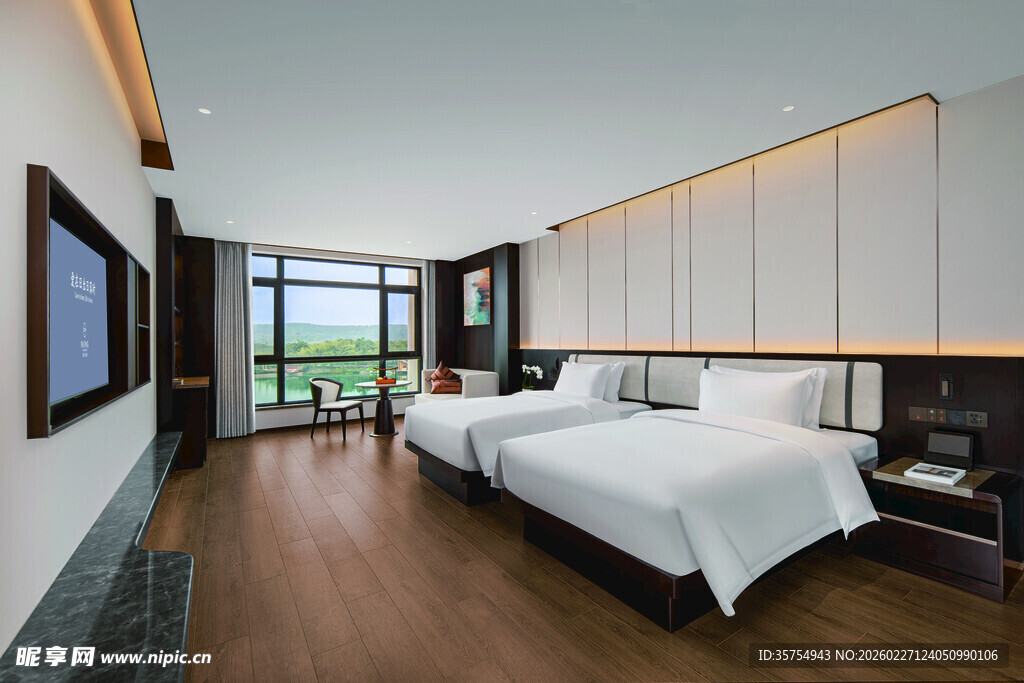 现代简约风双床酒店客房