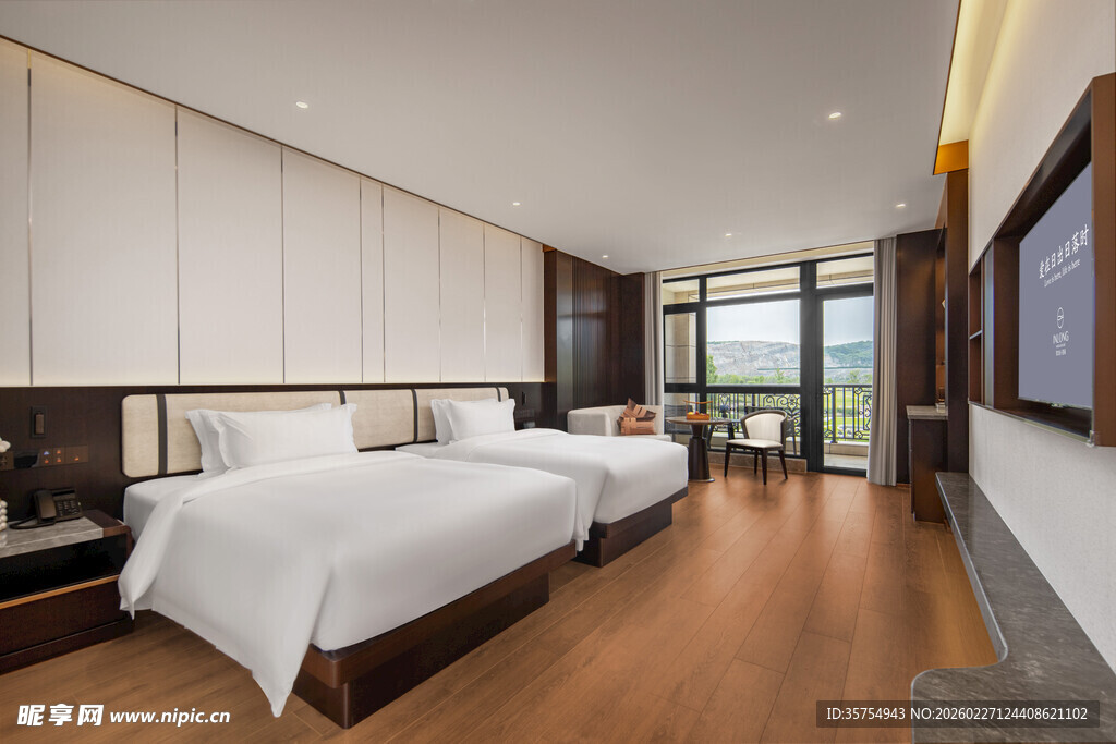 现代简约风格双床卧室