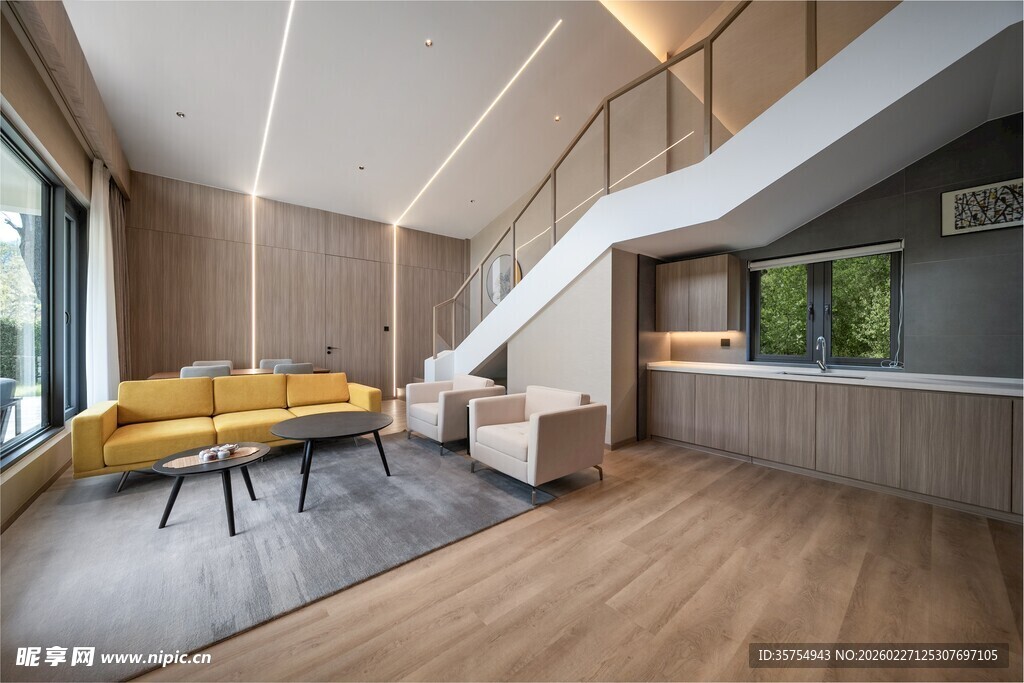 现代简约风格的双层客厅