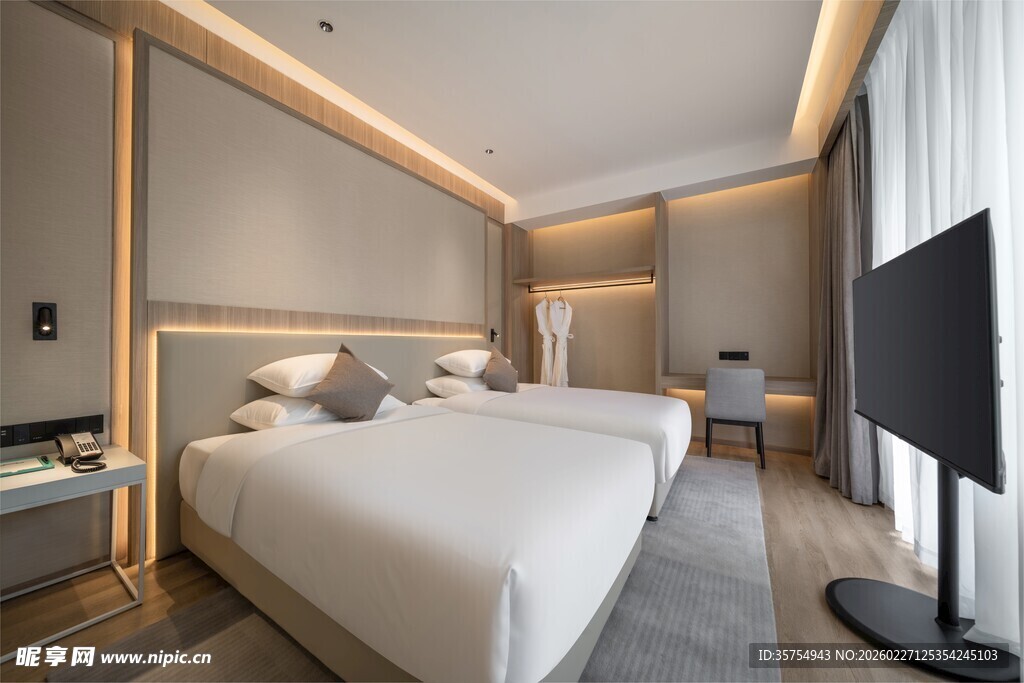 现代简约风格双床酒店客房