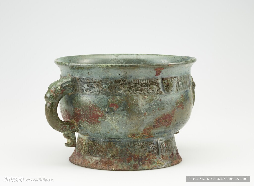 青铜双耳容器