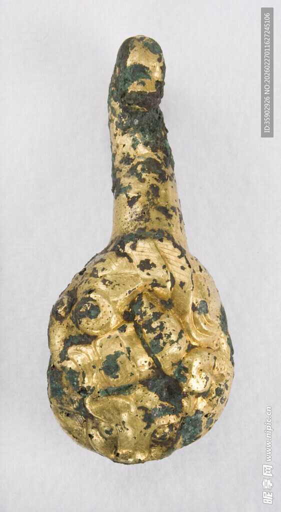 古代鎏金兽面纹青铜带钩