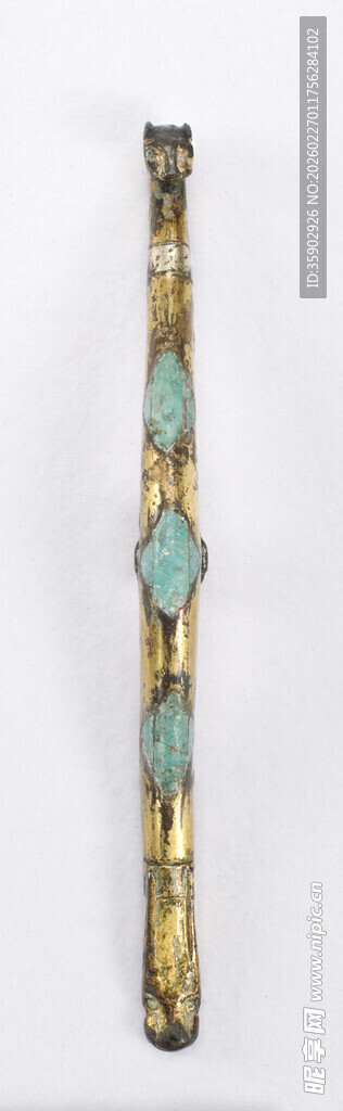 古金色镶嵌绿松石长条饰品