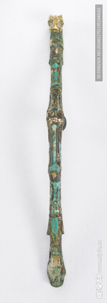 青铜错金银工艺精美手杖