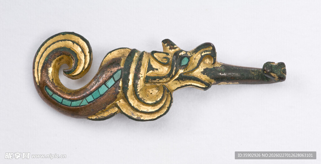 古雅金镶绿松石发簪