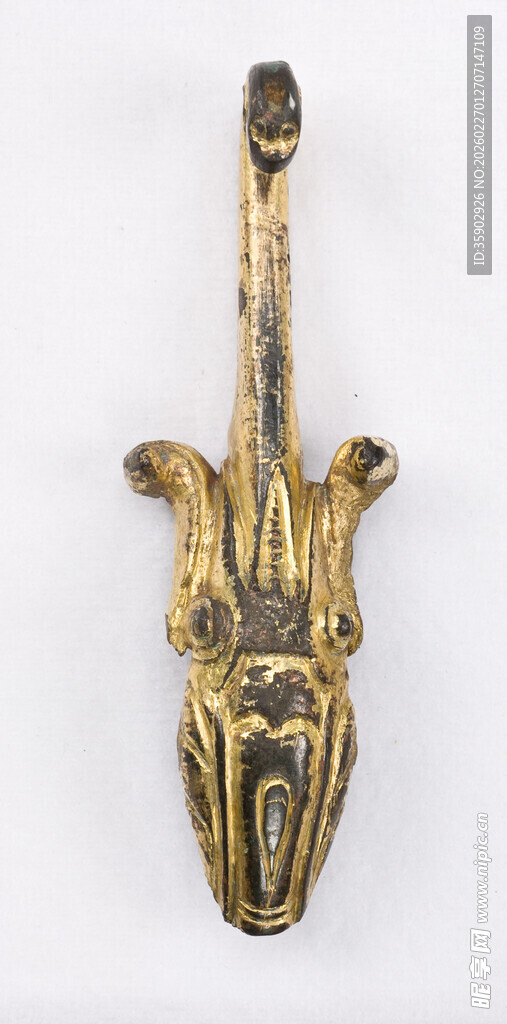 古金色兽首形金属装饰品