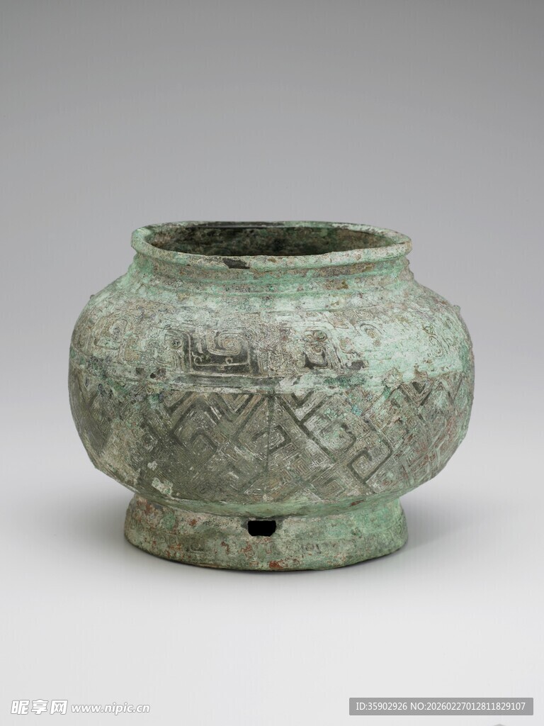 青铜花纹圆罐