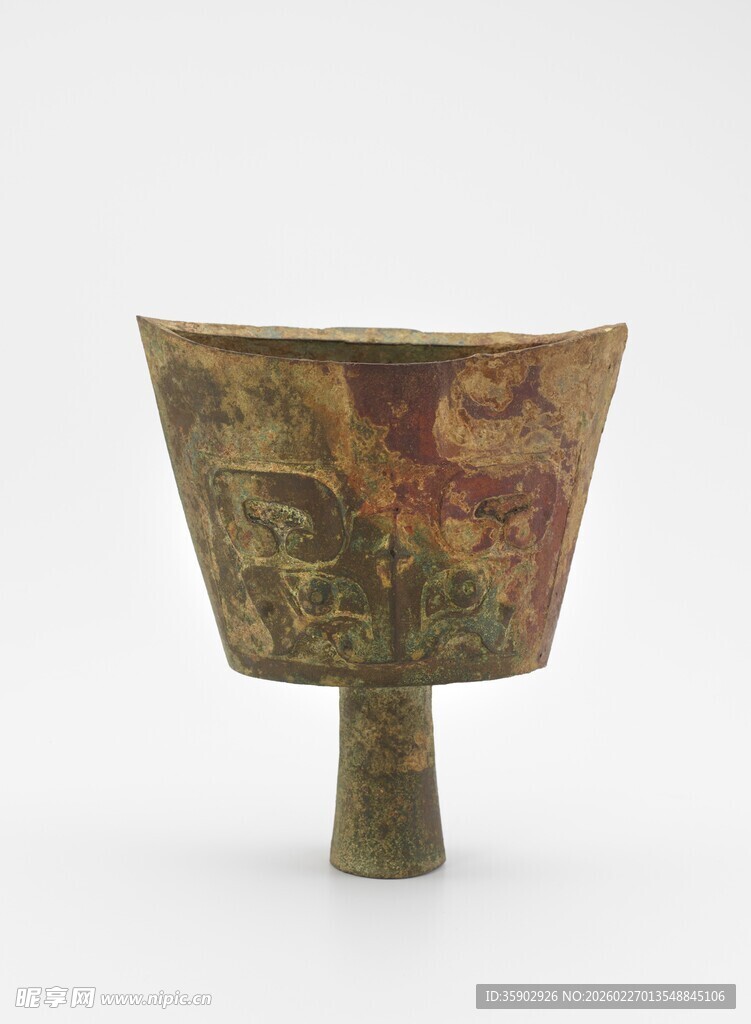 古代彩绘高足杯