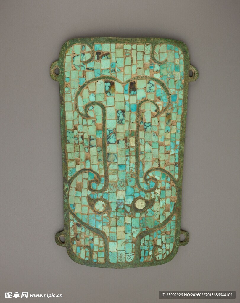 古雅绿松石镶嵌装饰物件